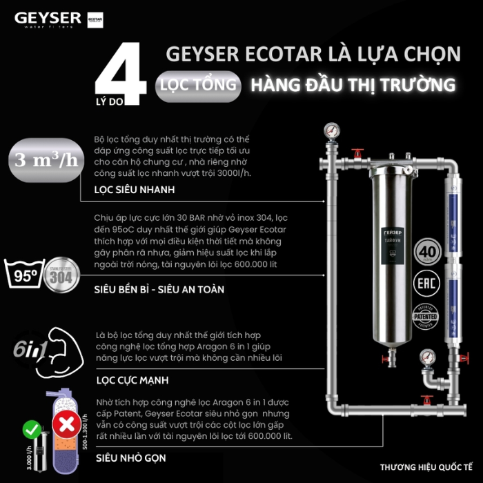 Hệ thống lọc tổng đầu nguồn Geyser Ecotar 1F2A
