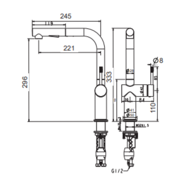 Vòi rửa chén Grandx GXF02 Luxury Dual Spray