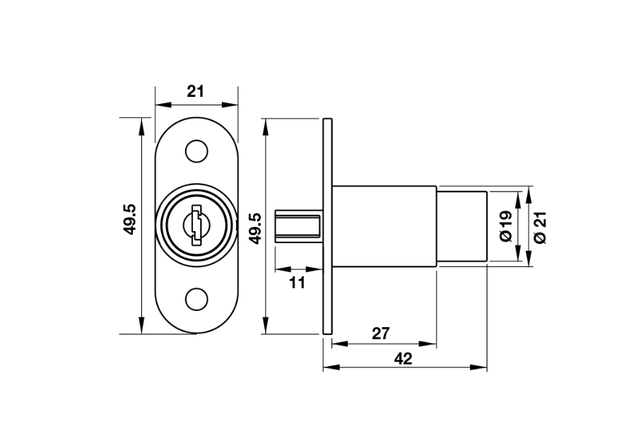 Khóa push Hafele 482.01.112 D18x24 mạ niken