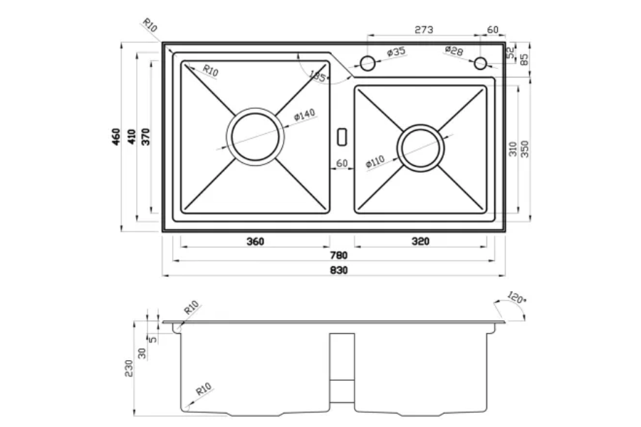 Chậu rửa chén Nobinox LUMIA NJ513B 2 hộc
