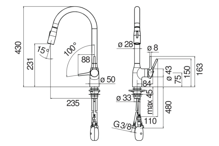 Vòi rửa chén Nobili MANIA NB305C nóng lạnh