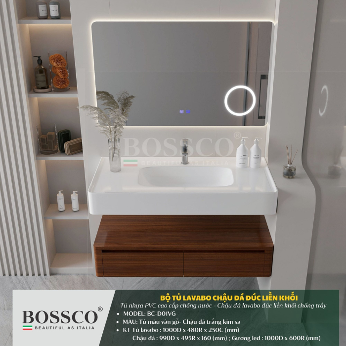 Tủ lavabo Bossco BC-D01VG màu vân gỗ