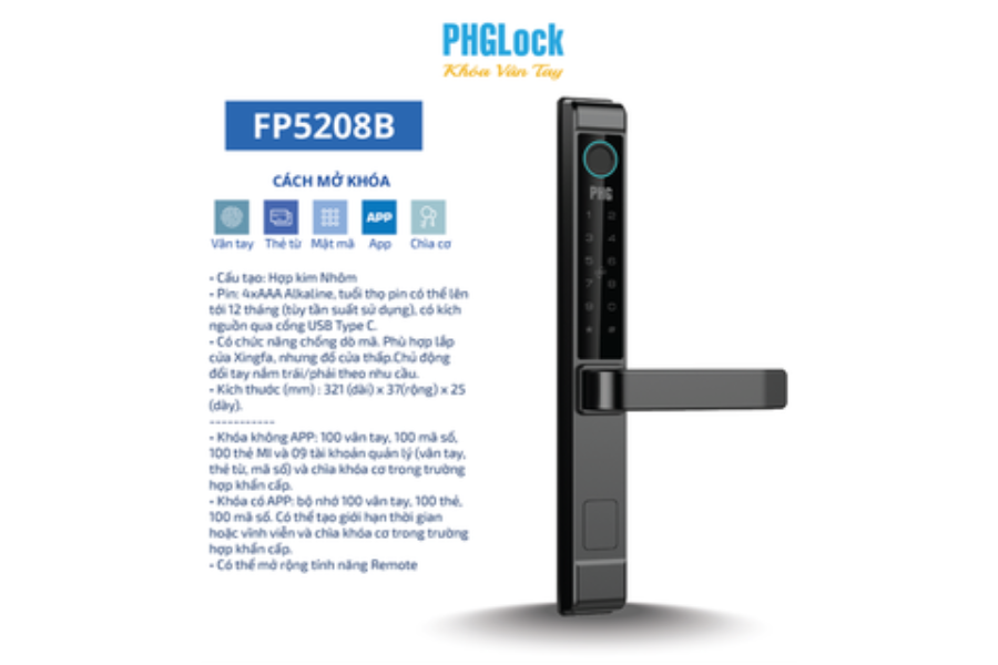 Khóa điện tử PHGLock FP5208