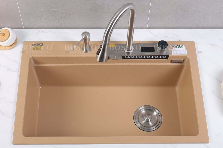 Chậu rửa chén Bossco BC-A8252VK 1 hộc, 2 phím đa năng
