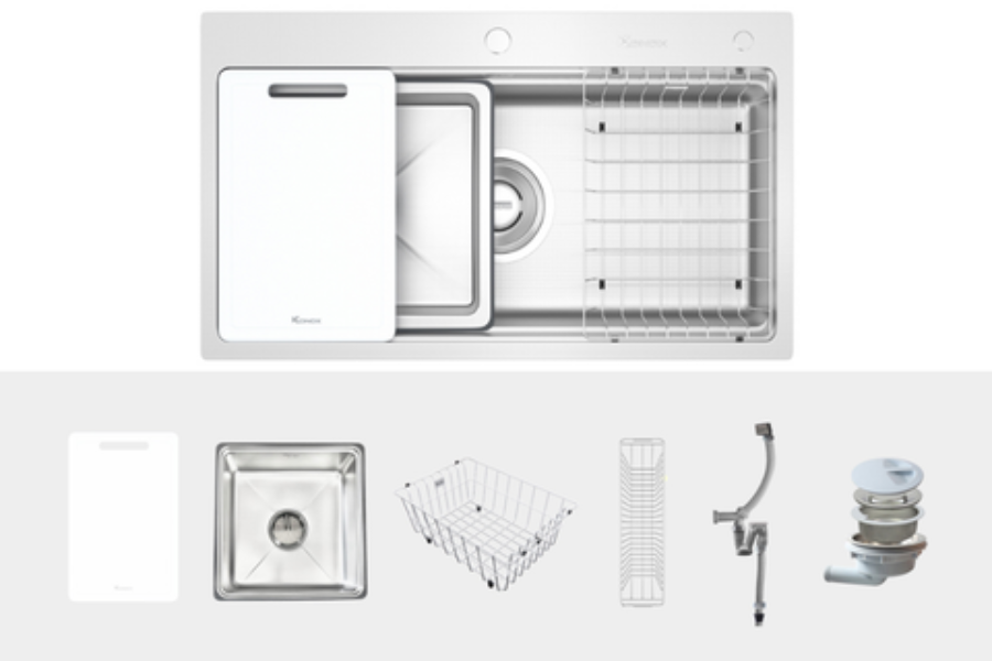 Chậu rửa bát Konox KN8751TS Dekor 1 hố chống xước Workstation Sink