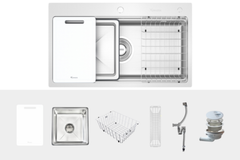 Chậu rửa bát Konox KN8751TS Dekor 1 hố chống xước Workstation Sink