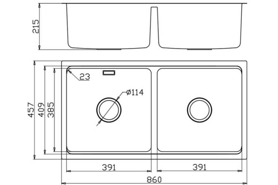 Chậu rửa bát Konox Undermount Sink KN8646DU Dekor Full