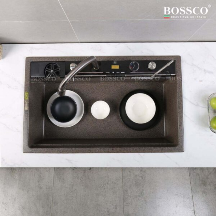 Chậu Rửa Chén Bossco BC-C8652NKS 1 Hộc nâu kim sa