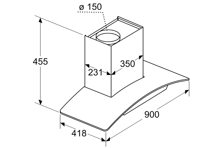 Máy hút mùi Bosch DWA98IJ60I kính cong 900mm màu đen Serie 4