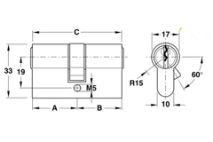 Ruột khóa Hafele 916.09.702 31.5/31.5mm