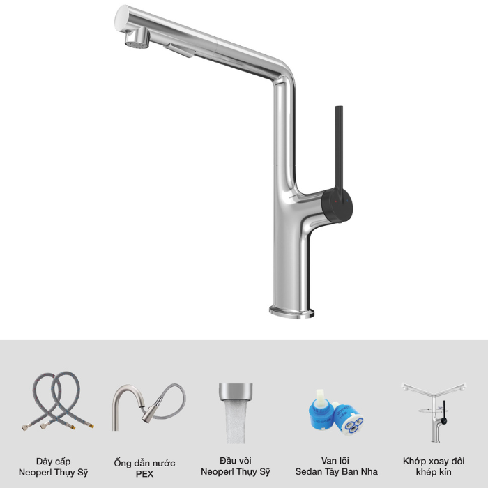 Vòi rửa bát dây rút Kluger KLF0001C