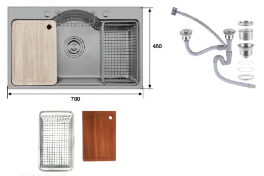 Chậu rửa chén Kaff KF-PS7848-B