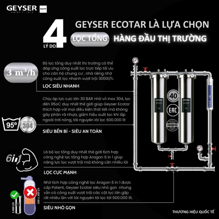 Hệ thống lọc tổng đầu nguồn Geyser Ecotar 2F1A