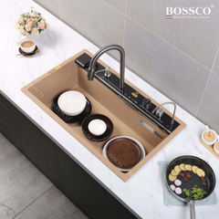 Chậu rửa chén Bossco BC-C8652VK 1 hộc vàng kem kim sa