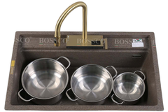 Chậu rửa chén Bossco BC-D8652NKS 1 hộc nâu kim sa