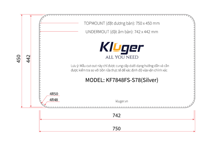 Chậu rửa bát Kluger KF7848FS-S78 Basic
