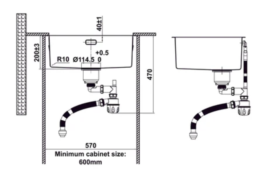 Chậu rửa chén Inox Hafele Satin R10 HS24-SSN1S-540 567.24.457