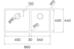 Chậu rửa chén Teka BX R10 2B 860 BWBX R10 2B 860 BW 115040034