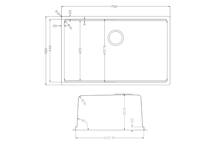 Chậu rửa chén Konox Tari 7648SR