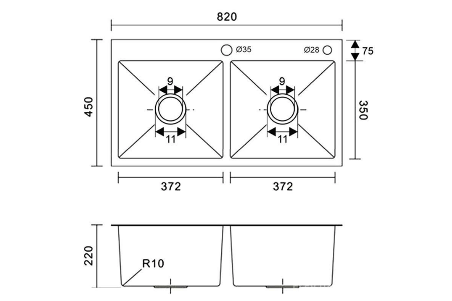 Chậu rửa chén Kaff KF-HM8245C-B