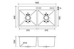 Chậu rửa chén Kaff KF-HM8245C-B