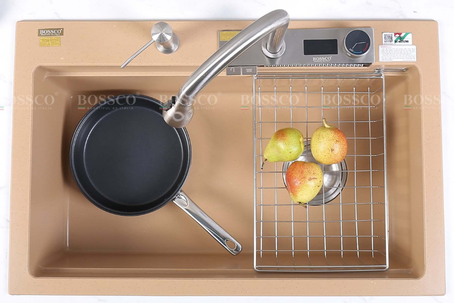 Chậu rửa chén Bossco BC-A8252VK 1 hộc, 2 phím đa năng