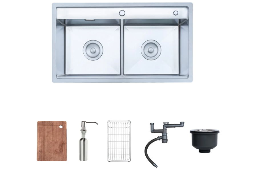 Chậu rửa chén Nobinox LUMIA NJ508D 2 hộc