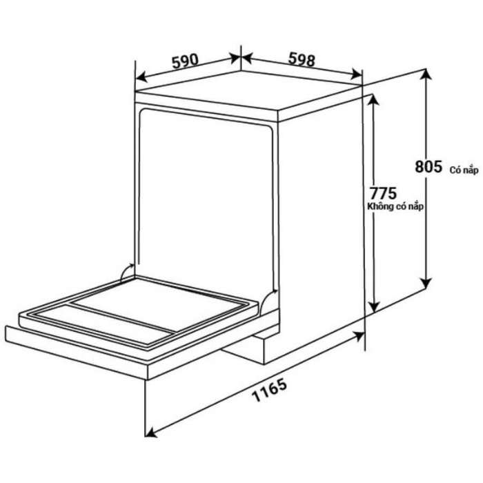 Máy rửa chén Kaff KF-SBL775W New Plus