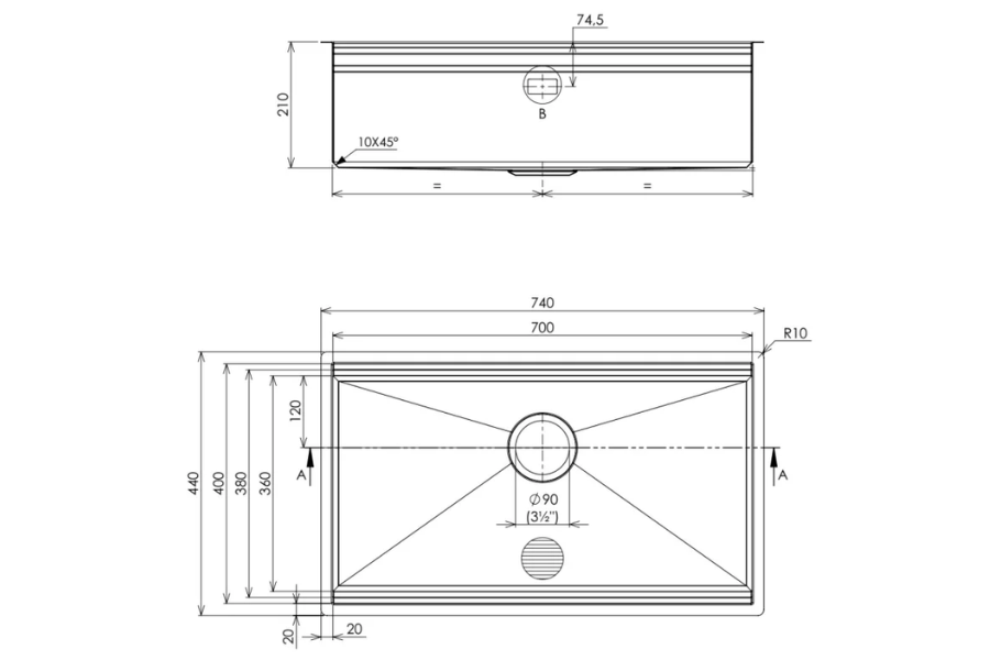 Chậu rửa chén Tasca STEP NT644U 1 hộc
