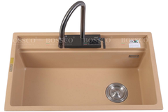 Chậu rửa chén Bossco BC-D8652VK 1 hộc vàng kem kim sa