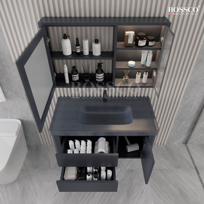 Tủ lavabo Bossco BC-B01XĐ xám đậm