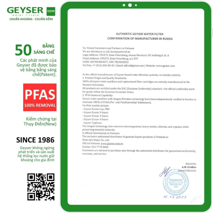 Hệ thống lọc tổng đầu nguồn Geyser Ecotar 1F2A