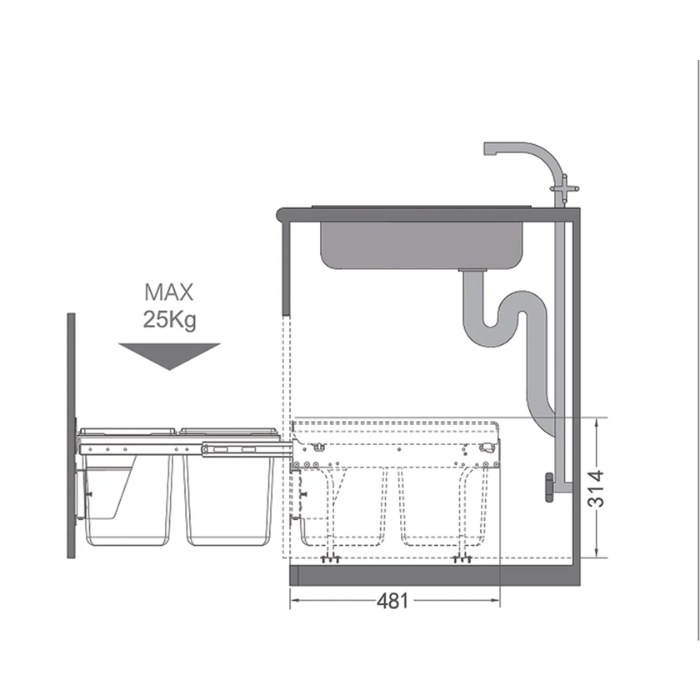 Thùng rác âm tủ Hafele 503.39.631