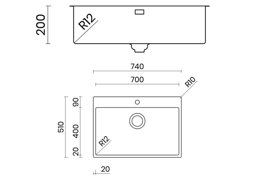 Chậu rửa chén Tasca PURA NT675T 1 hộc