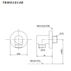 Cút nối tường TOTO TBW01014B