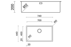 Chậu rửa chén Tasca CANOVA NT600B 1 hộc