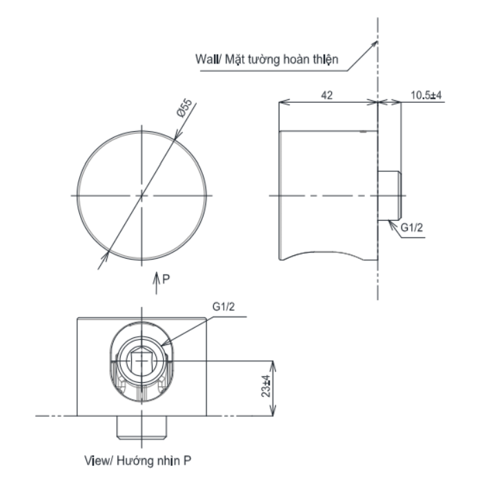 Cút nối tường TOTO TBW07020A