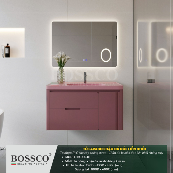 Tủ Lavabo Bossco BC–C04H màu hồng