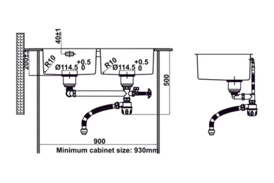 Chậu rửa chén Inox Hafele Satin R10 HS24-SSN2S-870 567.24.437