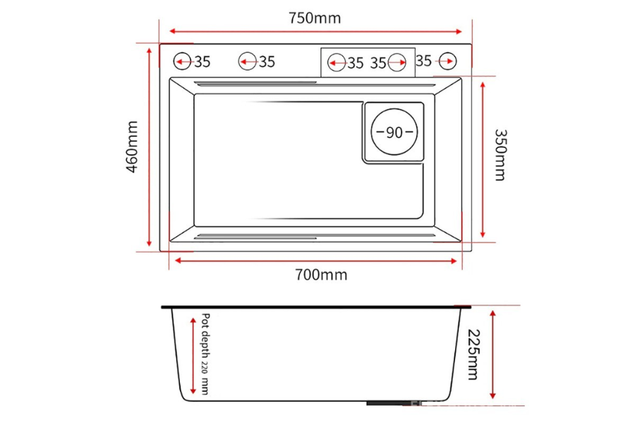 Chậu rửa chén Kaff KF-UM7546S