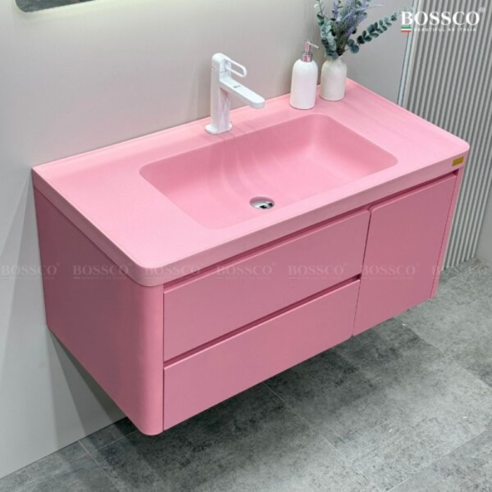 Tủ lavabo Bossco BC-B03H màu hồng