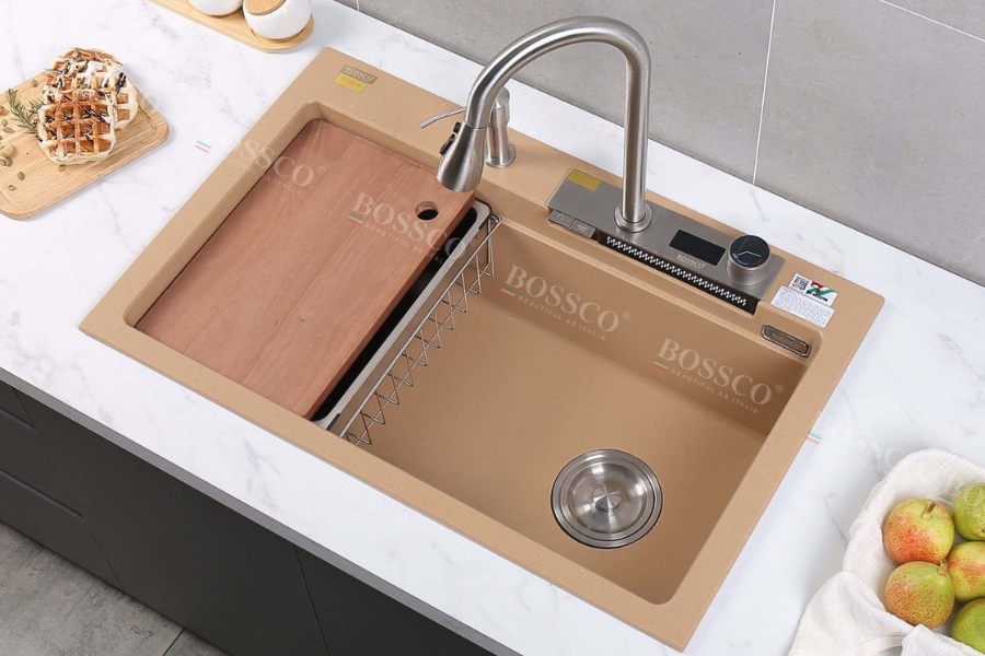 Chậu rửa chén Bossco BC-A8252VK 1 hộc, 2 phím đa năng