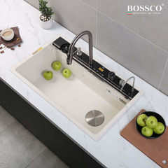 Chậu Rửa Chén Bossco BC-C8652TKS 1 hộc trắng kim sa