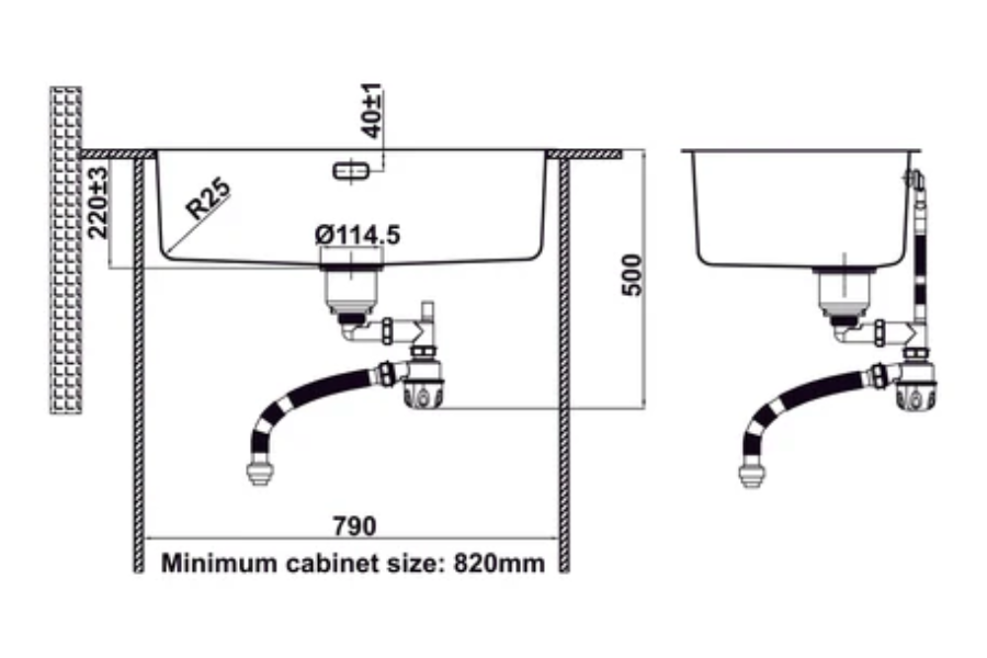 Chậu rửa chén Inox Hafele Satin R25 HS24-SSN1S-760 567.24.407
