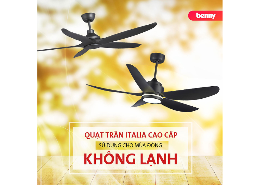 Quạt trần Benny BF-C52LUX(B) 5 cánh Amore Enterno màu đen có đèn
