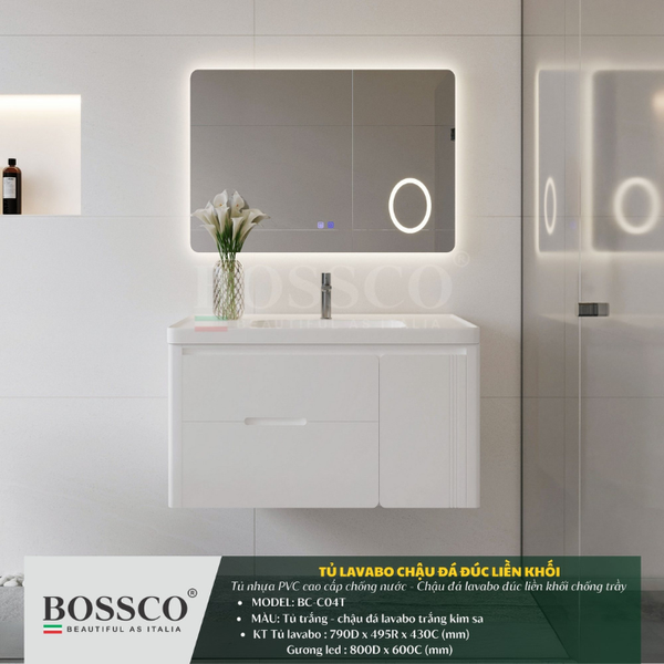 Tủ Lavabo Bossco BC–C04T màu trắng