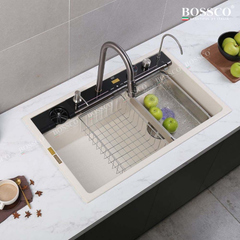 Chậu Rửa Chén Bossco BC-C8652TKS 1 hộc trắng kim sa