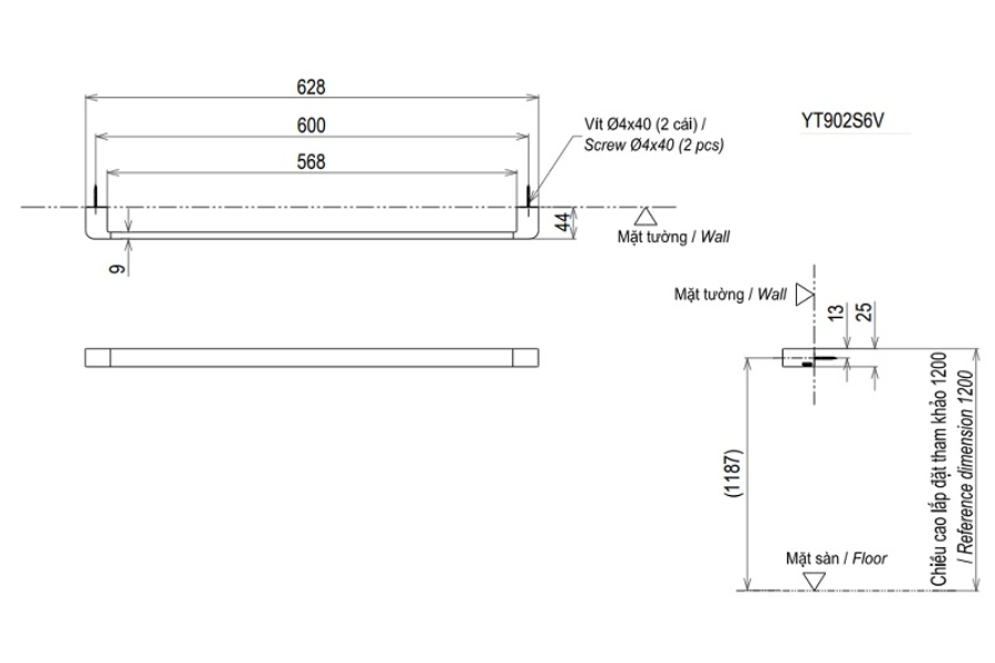 Thanh treo khăn tắm TOTO YT902S6V