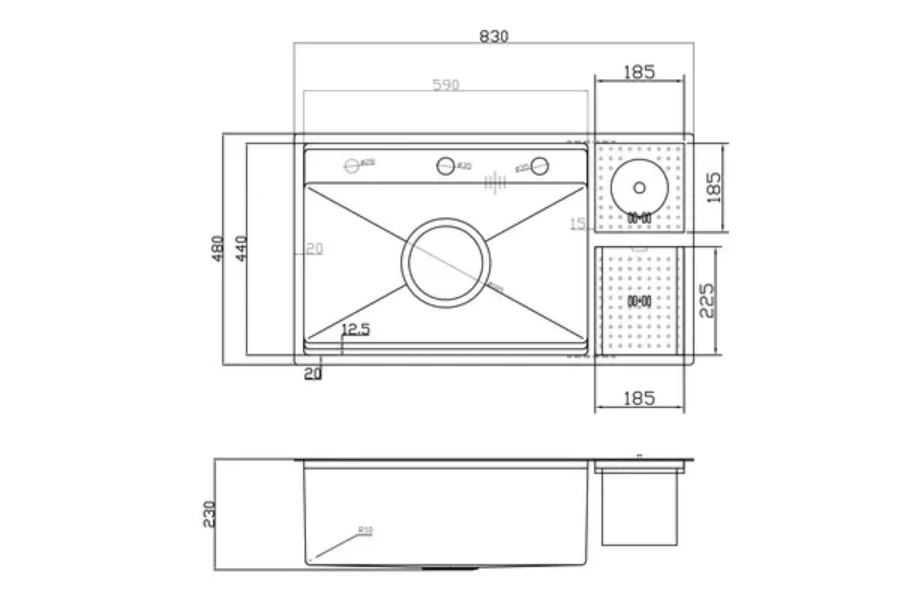 Chậu rửa chén Nobinox LUMIA NJ510B 1 hộc