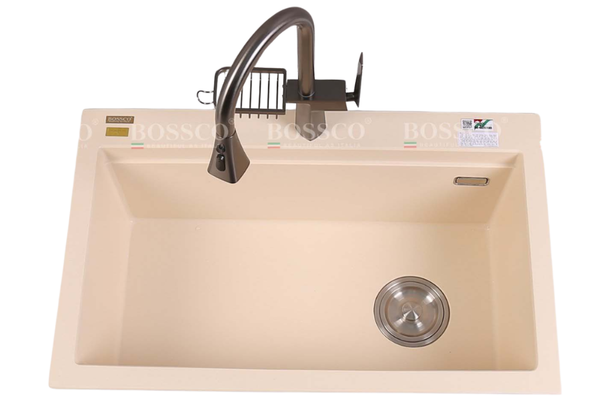Chậu rửa chén Bossco BC-B8252KKS 1 hộc kem kim sa